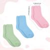 3 Pairs Moisturizer Socks Coral Aloe Socks Non Slip for Dry Feet Cracked Heel Spa Sleeping Travel Lounge Wear Stress Relief Gifts Repairing (Pink, Green, Blue) view 2