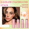 3PCS Blush Stick for Cheeks,Multi-use Solid Matte Makeup Stick Blush Cream for Cheek Eyes and Lips Tint,Moisturizing Tinted Cream Blush,Natural Blendable Cheek Blusher with 3 Makeup Sponges A2 view 2