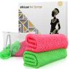 ACLMFUP Real African Net Sponge - 2 Pieces Authentic Exfoliating Body Scrubber - Gentle for All Skin Types, Durable & Easy Rinse (Rose Red & Green) view 1