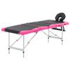 4-Zone Foldable Massage Therapy Table, Aluminum Frame, Black & Pink Portable Spa Bed for Professional Salon & Home Use, Adjustable Headrest & Arm Support view 1
