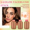 3PCS Blush Stick for Cheeks,Multi-use Solid Matte Makeup Stick Blush Cream for Cheek Eyes and Lips Tint,Moisturizing Tinted Cream Blush,Natural Blendable Cheek Blusher with 3 Makeup Sponges A1 view 2