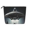 GDSHJKLW Linen Makeup Bag For Women, Waterproof Travel Cosmetic Organizer Lightweight Zipper Travel Toiletry Bag Organizer Alien Spaceship Ufo Makeup Brushes Storage Bag view 1