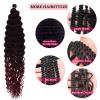 Deep Wave Crochet Hair Water Wave Curly Braiding Hair for Boho Crochet Braids 24 Inch Ocean Wave Crochet Hair Curly for Black Women 2 Packs Synthetic 1b Burgundy Wavy Braiding Hair Extensions view 3