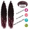 Deep Wave Crochet Hair Water Wave Curly Braiding Hair for Boho Crochet Braids 24 Inch Ocean Wave Crochet Hair Curly for Black Women 2 Packs Synthetic 1b Burgundy Wavy Braiding Hair Extensions view 4