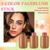 3PCS Blush Stick for Cheeks,Multi-use Solid Matte Makeup Stick Blush Cream for Cheek Eyes and Lips Tint,Moisturizing Tinted Cream Blush,Natural Blendable Cheek Blusher with 3 Makeup Sponges A4 view 2