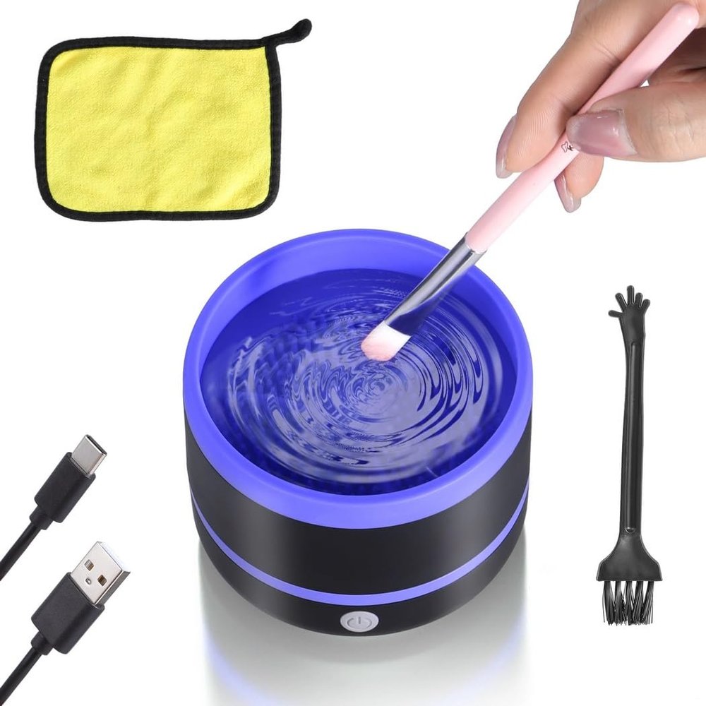 Electric Brush Cleaner for Makeup and Art Brushes, USB-Powered, Silicone Cleaning Tool for Acrylic, Oil, and Watercolor Brushes