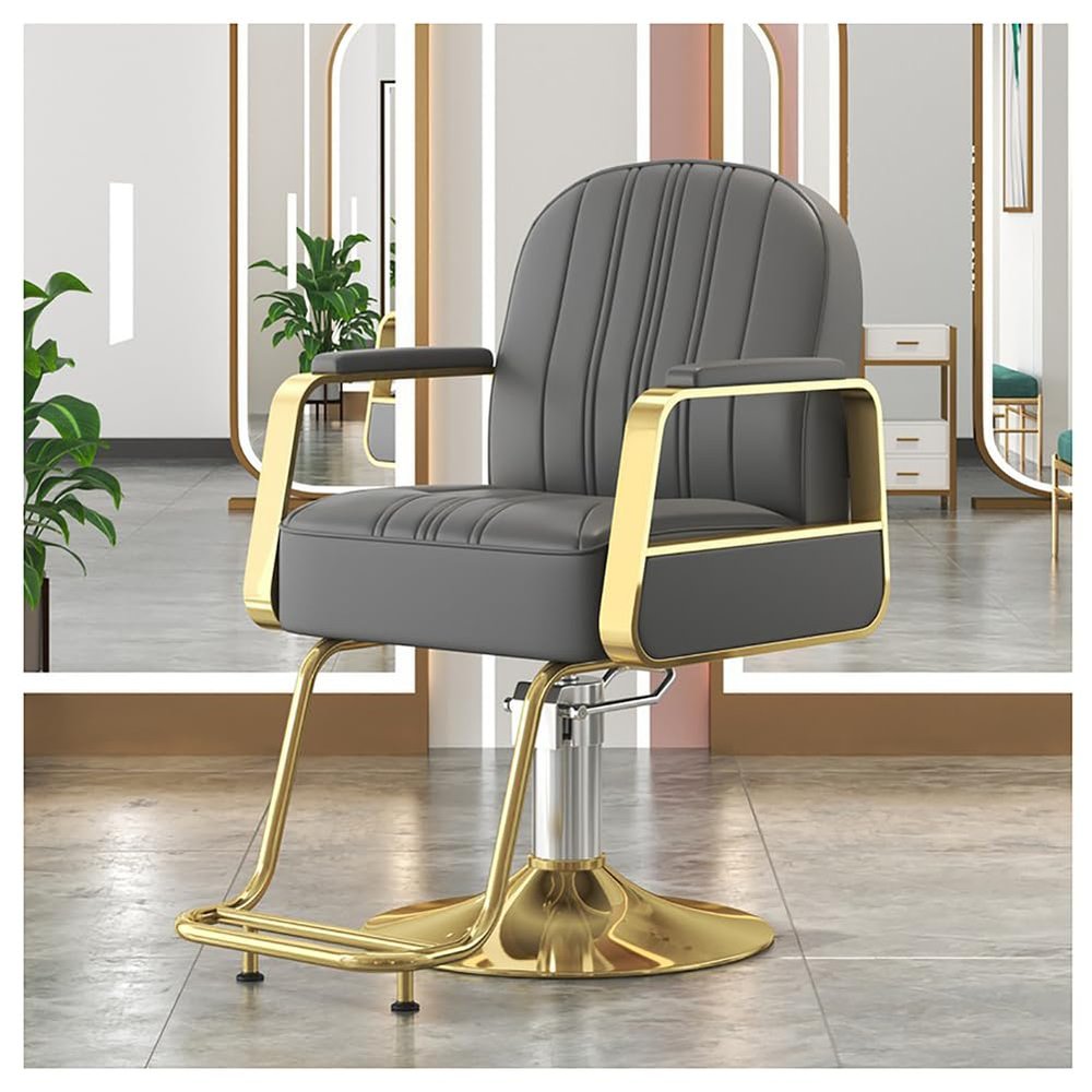 Adjustable Barber Chair, 360 Swivel Professional Salon Chair with Footrest, Beauty Hydraulic Shaving Styling Hairdresser's Chair,Gray,A