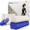 ACLMFUP Authentic African Net Sponge - 2 Pieces Exfoliator for Body & Face - Premium Durable Material, Gentle Exfoliation (Blue & White) view 1