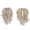 10 Inch High-Temp Synthetic Gray Gold Curly Ponytail Clip, Stylish Bun Extension For Women view 1