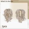 10 Inch High-Temp Synthetic Gray Gold Curly Ponytail Clip, Stylish Bun Extension For Women view 3