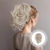 10 Inch High-Temp Synthetic Gray Gold Curly Ponytail Clip, Stylish Bun Extension For Women view 4