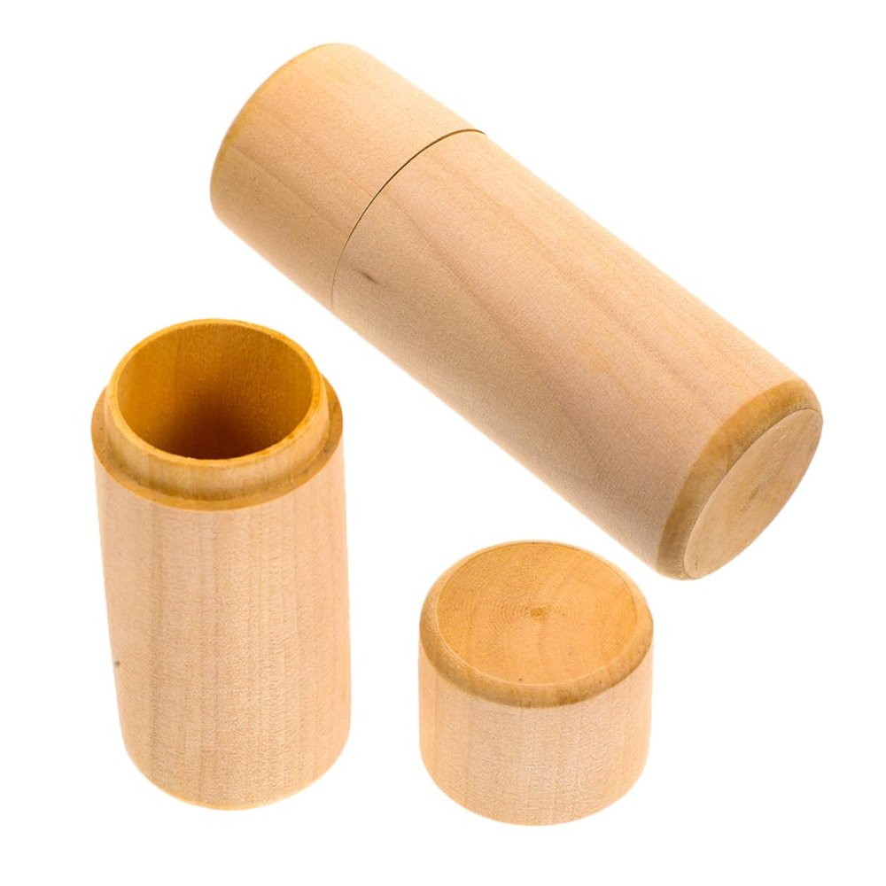 DEARMAMY 2pcs Wooden Essential Oil Storage Holder Cylinder Box for Bottles Portable Case for Essential Oils Cosmetic Vials Secure and Durable Design