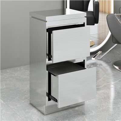 GZYWZXL Metal Salon Stations for Hair Stylist, Mobile Salon Tray, Barber Station with 2 Drawers and Hair Dryer Holes, Salon Tray for Beauty, Spa Cosmetology, Tattoo(Silver,A)