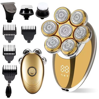 7D Floating Head Shaver for Bald Men,IPX7 Waterproof Shaving Grooming Kit,5 in 1 Men's Electric Razor,Dry/Wet Shaver for Home/Travel,Nice Trimmer Gift for Dad,Husband,Boyfriend