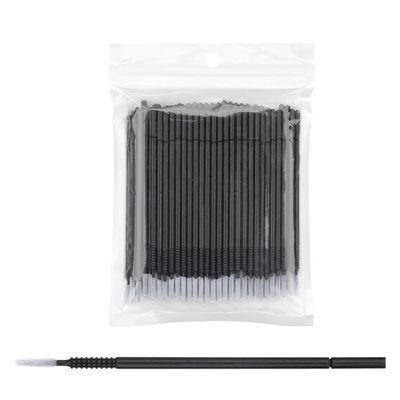 200PCS Eye Lashes Mascara Wands,Disposable Micro Brush Applicator Swabs for Eyelash Extension Lash Extensions Suitable for Cosmetic Cleaning and Applying (Black)