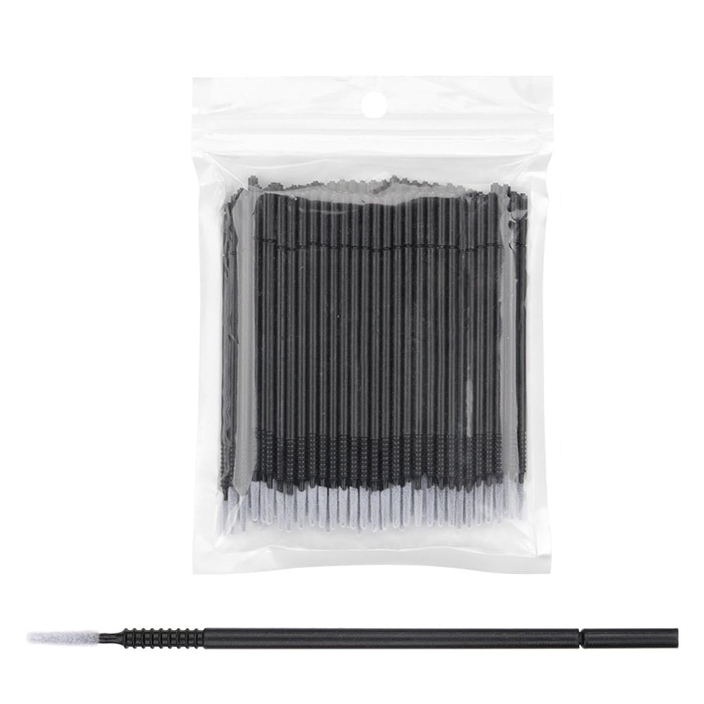 200PCS Eye Lashes Mascara Wands,Disposable Micro Brush Applicator Swabs for Eyelash Extension Lash Extensions Suitable for Cosmetic Cleaning and Applying (Black)