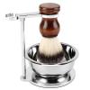 Classic Shaving Brush Set with Stand and Soap Bowl, Professional Wet Shaving Kit for Men, Includes Nylon Bristle view 1