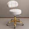 Adjustable Metal Titanium Gold Rolling Stool - Beauty Salon Round Swivel Chair, Work with Wheels and 5 Claw Base White view 1