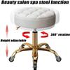Adjustable Metal Titanium Gold Rolling Stool - Beauty Salon Round Swivel Chair, Work with Wheels and 5 Claw Base White view 3