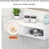 Wall Mounted Table, Wall Mount Salon Station Beauty Salon Stations Table with Drawer, Bathroom Organizer with Hair Dryer Holes,for Beauty Salon or SPA, Barber Shop, Home & Bathroom(White Marble Patter view 4
