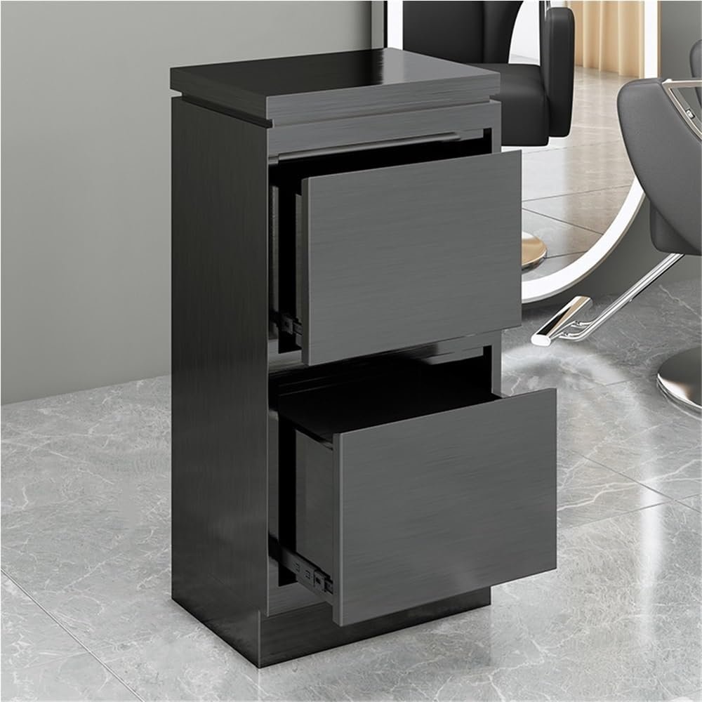 GZYWZXL Metal Salon Stations for Hair Stylist, Mobile Salon Tray, Barber Station with 2 Drawers and Hair Dryer Holes, Salon Tray for Beauty, Spa Cosmetology, Tattoo(Black,A)