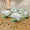 Adjustable Rolling Stool Round Swivel Chair with Wheels, Metal Titanium Gold 5 Claws, Home Work Makeup Salon Spa (Green) view 3