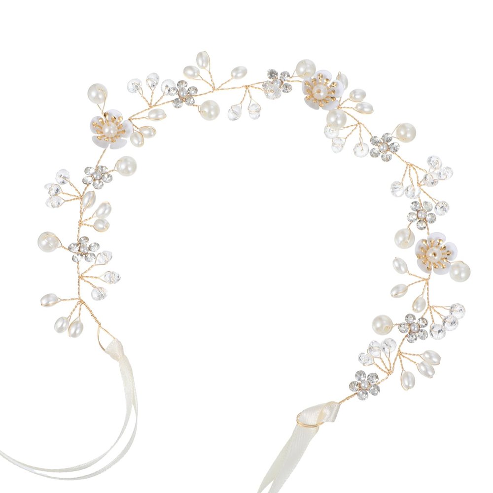 Bremorou Flower Girl Headpiece Princess Flower Crystal Headpiece Flowers Girl Crown Gold Bridal Hair Accessories for Women Girls Bride Wedding First Communion Photography Festival Gifts
