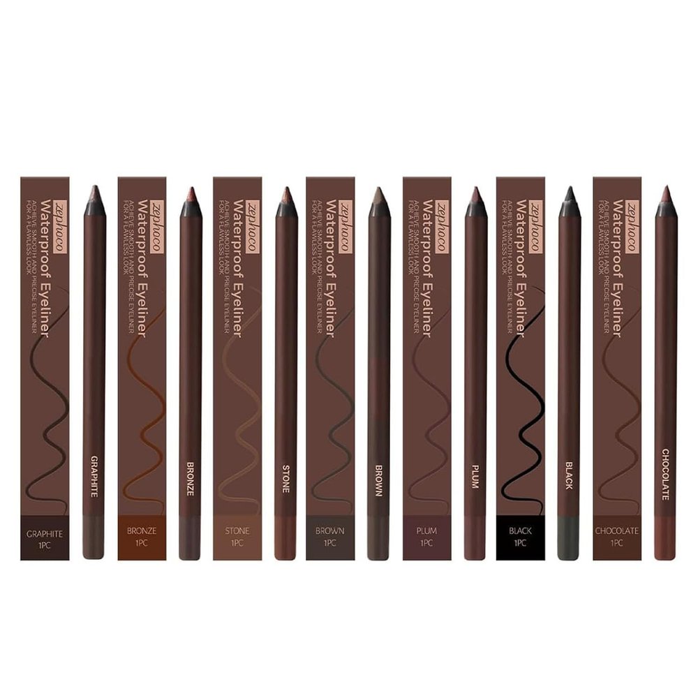 24 Hr Waterproof Eyeliner Duo Sharpenable Eye Pencil, 2025 Upgrade Persona Eyeliner Pencil Waterproof, Long Lasting Eye Liner for Daily Makeup, No Smudging, Fading, Smooth And Easy To Color (7Pcs)