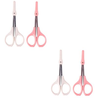 LIOOBO 2-Pack 4-Inch Stainless Steel Eyebrow Grooming Scissors Set Curved and Straight Design with Safety Covers for Precise Brow Shaping and Eyelash Trimming