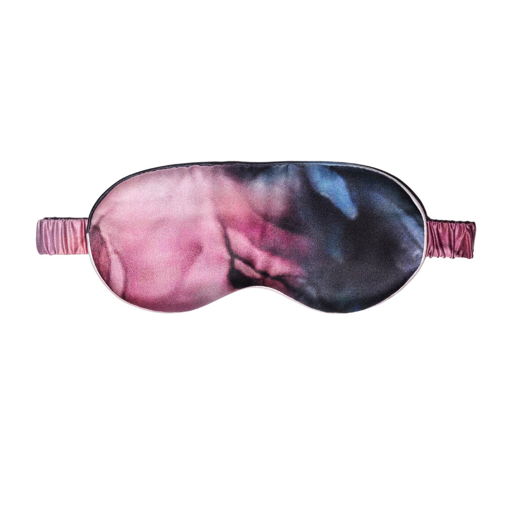 100% Mulberry Silk Sleep Mask  Adjustable Eye Mask for Men & Women, Large Size, 19mm 6A Grade, Handcrafted in USA  Soft, Hypoallergenic, Blackout, Moisture-Wicking, Anti-Aging (Blue & Blush Tie Dye)