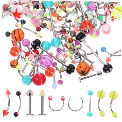 CONGARTENO 1Set Body Piercing Jewelry Kit Assorted Lip Tongue Nose Eyebrow Bars for Women Chic Design Smooth Finish Comfortable Wear for Unique Style