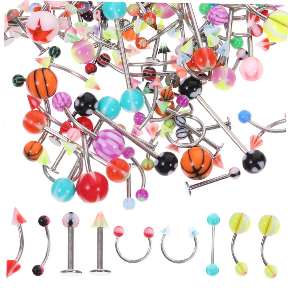 CONGARTENO 1Set Body Piercing Jewelry Kit Assorted Lip Tongue Nose Eyebrow Bars for Women Chic Design Smooth Finish Comfortable Wear for Unique Style