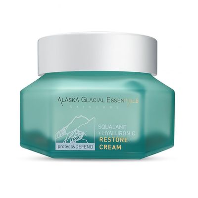 Alaska Glacial Squalane + Hyaluronic Restore Cream for Sensitive & Combo Skin | Deeply Hydrates, Firms, Softens Fine Lines | Lightweight Moisturizer  50g