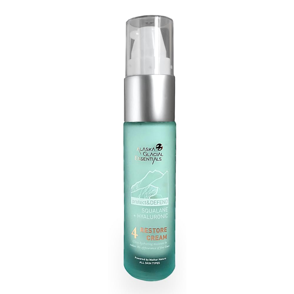 Alaska Glacial Squalane + Hyaluronic Restore Cream for Sensitive & Combo Skin | Deeply Hydrates, Firms, Softens Fine Lines | Lightweight Moisturizer  8g Travel Size