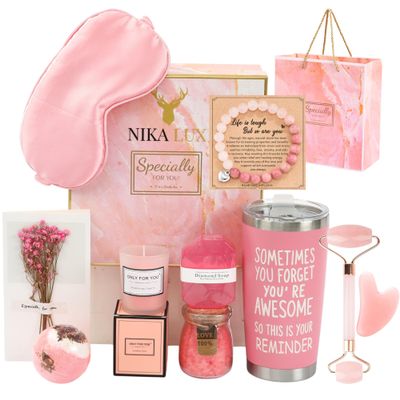 12 PCS,Get Well Soon Gift Baskets for Friends Mom Sister Coworker Wife Girlfriend Teens Girls Bestie Hamper,Self Care Spa Care Package,Thinking of You Inspirational Gift Set,Birthday Gifts for Women