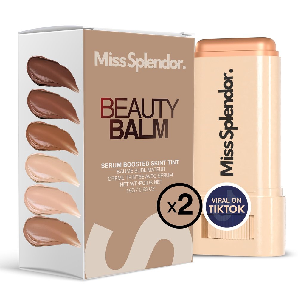 Miss Splendor Beauty Balm Skin Tint 2 Pack (Shade 3) Serum-Boosted Skin Tint Stick for Black Women, Hybrid Foundation & Skincare, Splendor Skin Tint, Sheer-to-Light Buildable Coverage