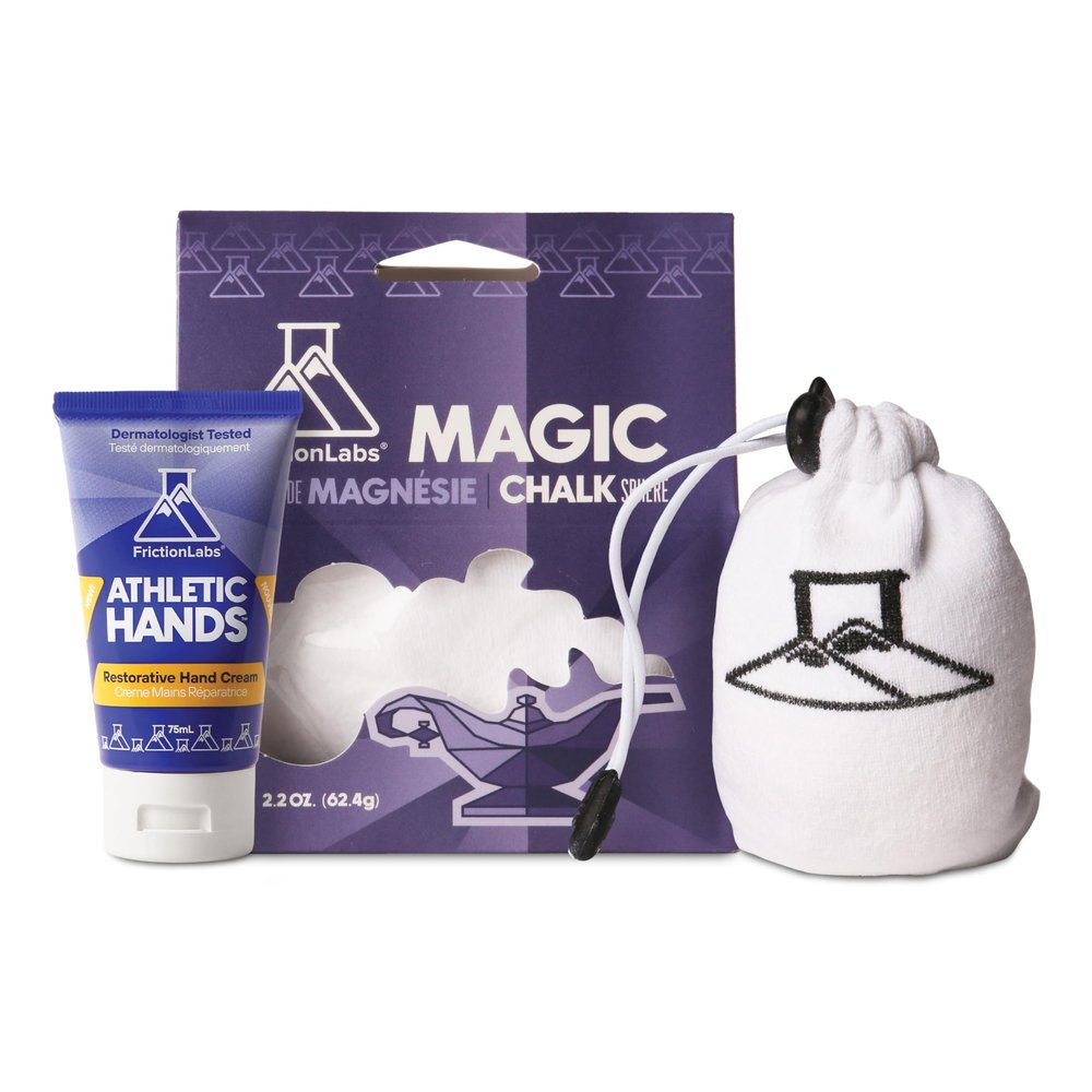 Friction Labs Perform and Recover Bundle Magic Chalk Ball + Athletic Hands Hand Cream Grip + Skin Care for Climbing, Weightlifting, Crossfit & Gymnastics