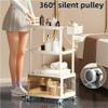 Ejmpsgw Rolling Beautician Cart, Cosmetic Storage Cart with Wheels, Salon Cart with Hanging Basket and Cleansing Basin for Home, Salon, Beauty Salon(40.9in) view 3