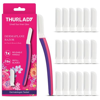 THURLADY Face Razors for Women Dermaplaning, 1 Handle + 19 Refills, Fuchsia