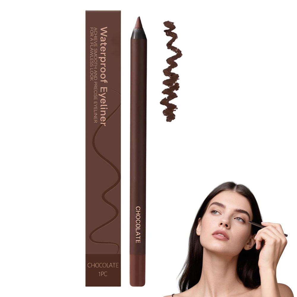 24 Hr Waterproof Eyeliner Duo Sharpenable Eye Pencil, 2025 New Persona Eyeliner Pencil Waterproof, Long Lasting Eye Liner for Daily Makeup, No Smudging, Fading, Smooth And Easy To Color (Chocolate)