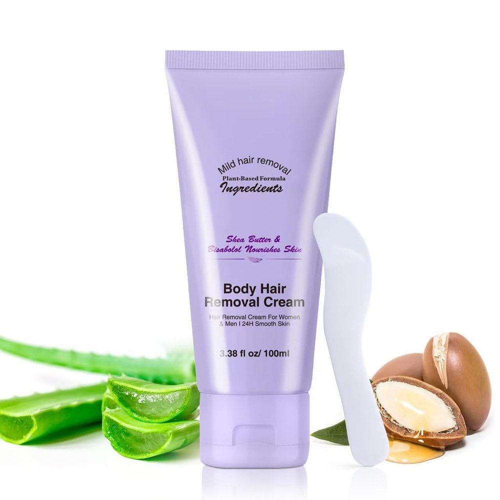 Body Hair Removal Cream with Spatula Applicator, Gentle Facial & Body Hair Removal Creams For Sensitive Skin, Gentle Painless Hair Removals Cream Kit, Unisex