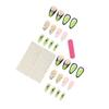 24Pcs Green Long Fake Nails Gradient Green Flower French Tip Press on Nails With Rhinestone Design Full Cover Acrylic Nails for Women Summer Nail Art Supplies view 3