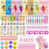80PCS Spa Party Supplies for Girls, Include Facial Masks, Lip Balm, Hand Cream, Under Eye Patches, Lip Mask, Foot Bath Bombs, Compressed Towels, Sleepover and Spa Birthday Party Supplies for Girls view 1