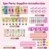 80PCS Spa Party Supplies for Girls, Include Facial Masks, Lip Balm, Hand Cream, Under Eye Patches, Lip Mask, Foot Bath Bombs, Compressed Towels, Sleepover and Spa Birthday Party Supplies for Girls view 2