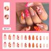 24pcs Strawberry Medium Almond Fake Nails Lattice French Tip Press on Nails Chili Flower False Nails With Glue Reusable Artificial Fingernails For Women Summer Nail Art Supplies view 2