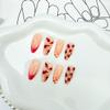 24pcs Strawberry Medium Almond Fake Nails Lattice French Tip Press on Nails Chili Flower False Nails With Glue Reusable Artificial Fingernails For Women Summer Nail Art Supplies view 3