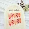 24pcs Strawberry Medium Almond Fake Nails Lattice French Tip Press on Nails Chili Flower False Nails With Glue Reusable Artificial Fingernails For Women Summer Nail Art Supplies view 4