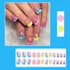 24pcs French Tip Press Nails Line Design Short Square Fake Nails Yellow Pink Blue Purple French Glue On Nails Glossy Full Coverage Acrylic Nails for Women Summer Nail Art Supplies view 2