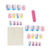 24pcs French Tip Press Nails Line Design Short Square Fake Nails Yellow Pink Blue Purple French Glue On Nails Glossy Full Coverage Acrylic Nails for Women Summer Nail Art Supplies view 3
