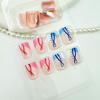 24pcs French Tip Press Nails Line Design Short Square Fake Nails Yellow Pink Blue Purple French Glue On Nails Glossy Full Coverage Acrylic Nails for Women Summer Nail Art Supplies view 4